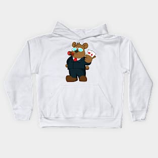 Bear at Poker with Cards Kids Hoodie